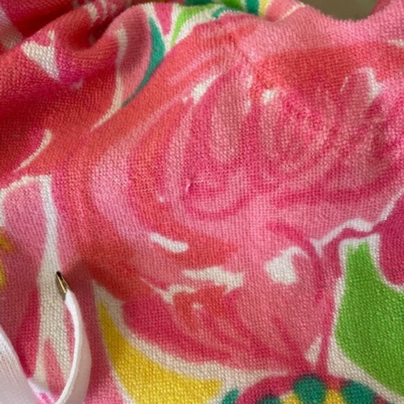 LILLY PULITZER Megan Hooded Tunic Terrycloth Swim Cover Up Pink Flamingos Small - Picture 17 of 17